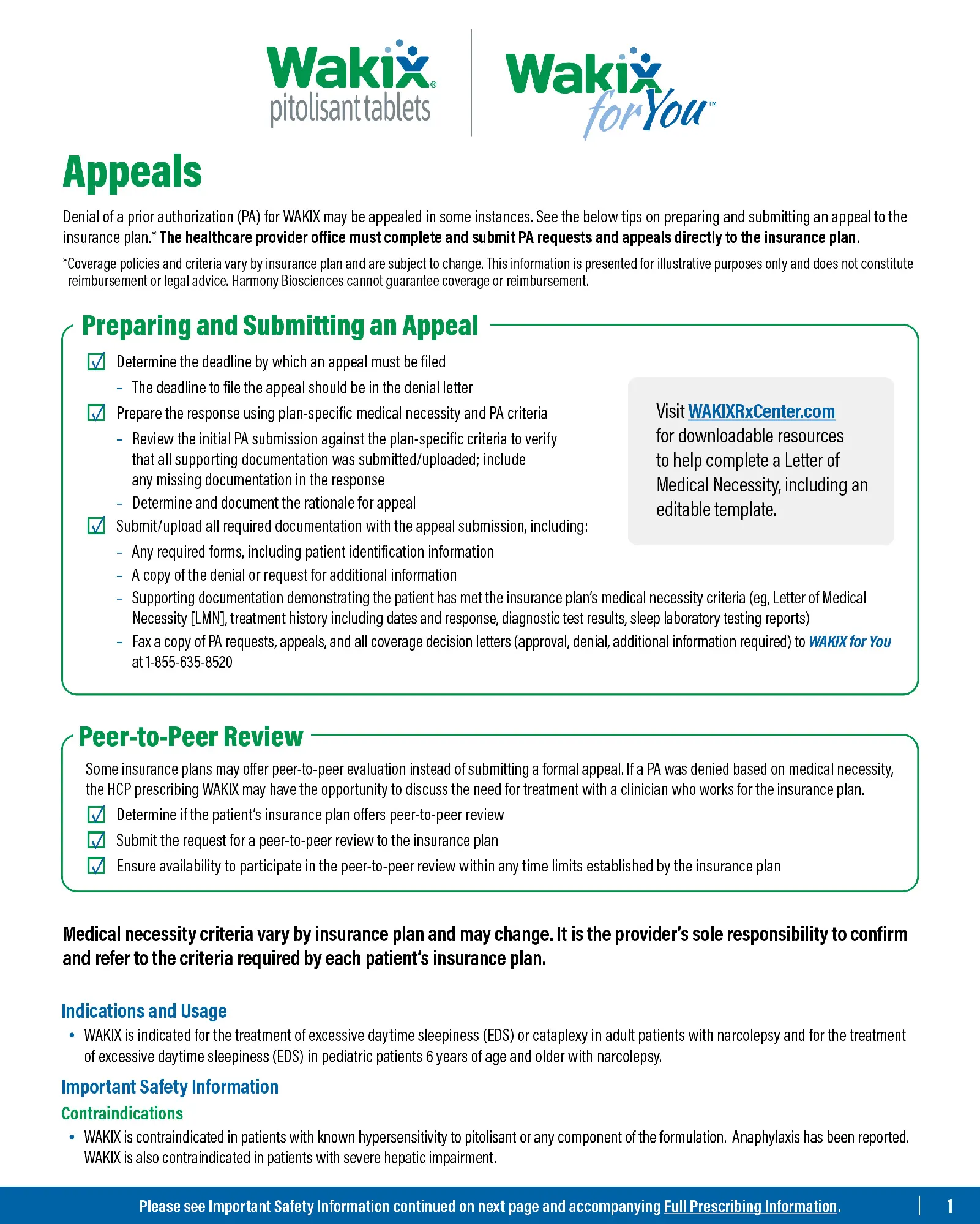 WAKIX Appeals guide