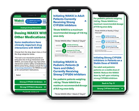 Drug interactions and dosing WAKIX with other medications tool