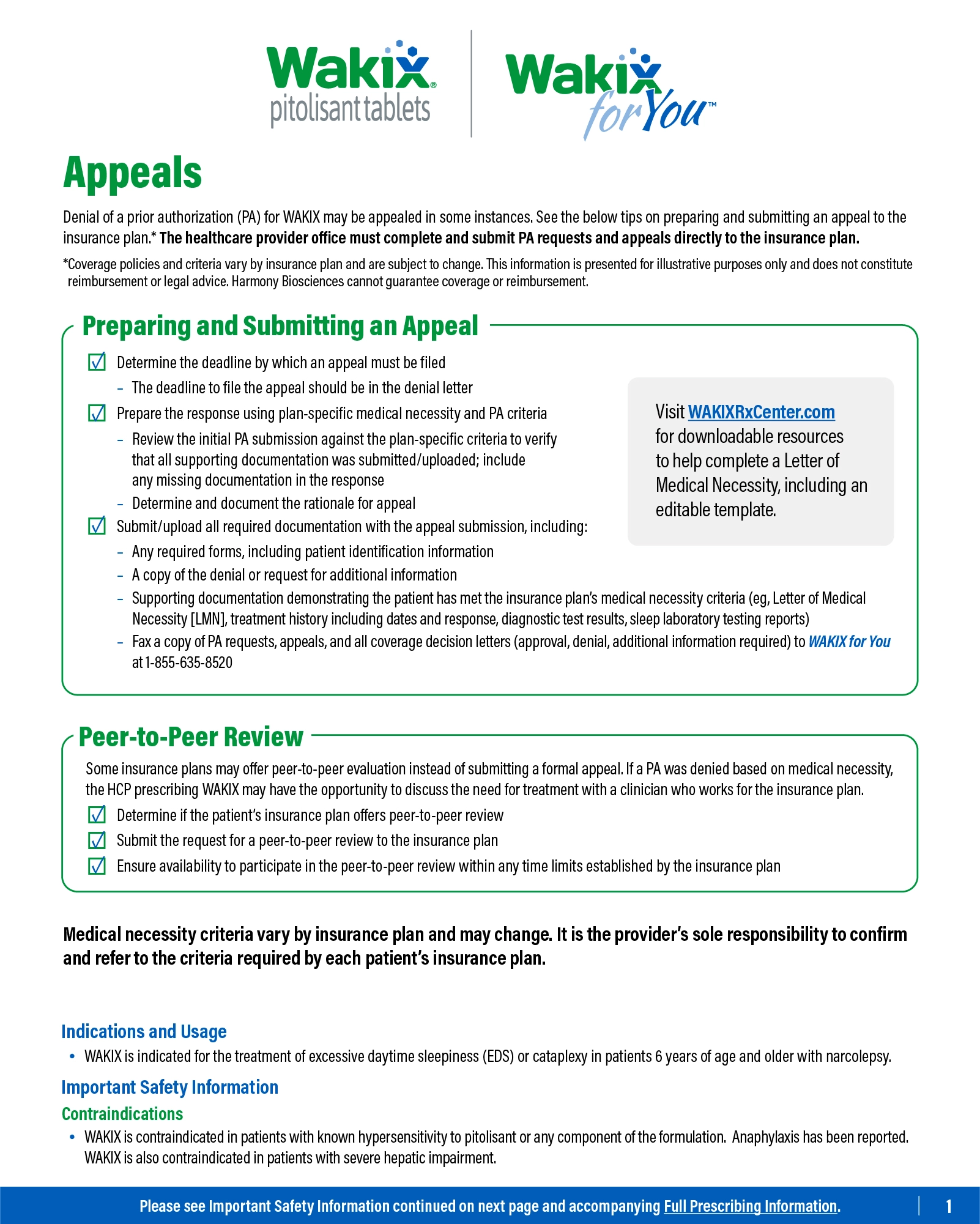 WAKIX Appeals guide