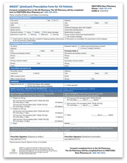 WAKIX Prescription Referral Form for VA patients